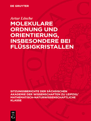 cover image of Molekulare Ordnung und Orientierung, insbesondere bei Flüssigkristallen